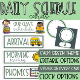Daily Schedule Cards with Time Cards - Green