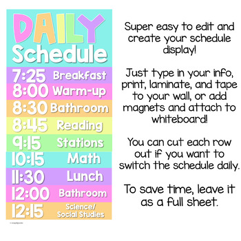 Daily Visual Schedule | Schedule Template | Editable | Schedule Cards ...