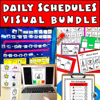 Preview of Daily Autism Visual Schedule Set Classroom Student Editable Template Icons Pics