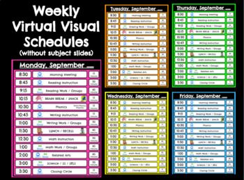 Preview of Daily Visual Schedules (without Subject Slides)