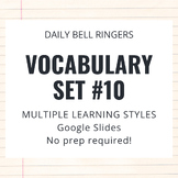 Daily Vocabulary Bell Work for High School English: Set #10