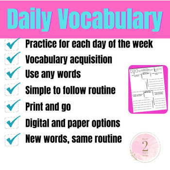 Preview of Daily Vocabulary Practice - Print and GO
