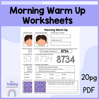 Preview of Daily Warm Up Activity ENGLISH & MATHS TASKS