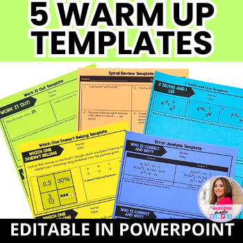 Preview of Daily Warm Up Bell Ringer Do Now Classroom Routine Editable Template Powerpoint