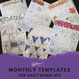 Daily Warm-Up Drawings Monthly Templates - Middle & High S