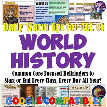 Preview of World History Daily Warm Ups Bundle: Maps, Timelines, Questions, Bell Ringers