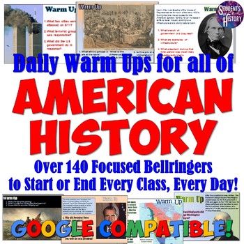 Preview of US History Daily Warm Up Bundle: Maps, Timelines, Activities & Bell Ringers
