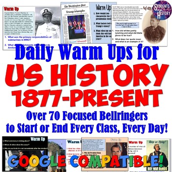 Preview of US History 2 (1877 - Present) Daily Warm Up Questions