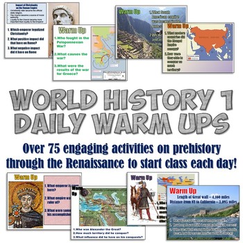 Preview of World History 1 Daily Warm Up Activities