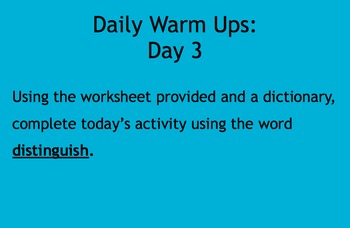 Preview of Daily Warm Ups: Academic Vocabulary Set 2