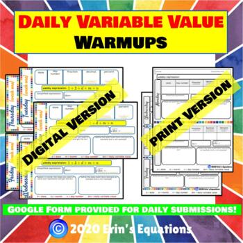 Preview of Daily Warmup BUNDLE - Fraction, Decimal, Percent + More! Digital + Printed!!