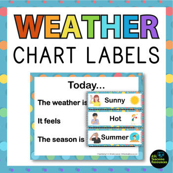 Preview of Daily Weather Calendar Chart Visual Classroom Decor Labels Bulletin Board ASL