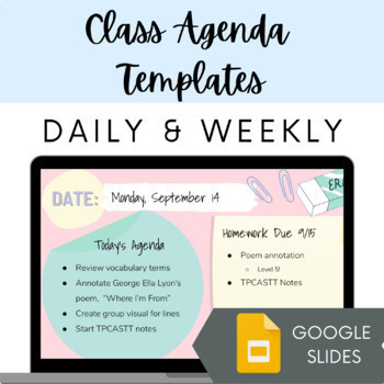 Preview of Daily + Weekly Agenda - Editable Google Slides - Distance - Pastel Theme