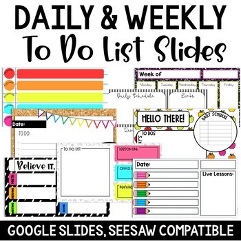 Preview of Daily/Weekly Agenda Slide Templates Google Slides Seesaw PPT Schedule To Do List