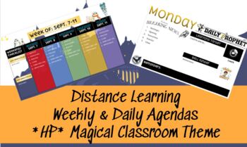 Preview of Daily/Weekly Agendas-Google Slides-Distance Learning-Harry Potter Magical Theme