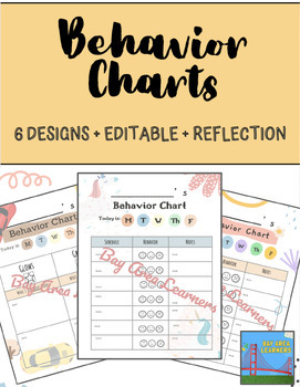 Preview of Daily + Weekly Behavior Charts | 6 Editable Designs | EDITABLE Reflection Sheet