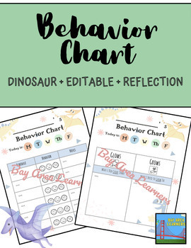 Preview of Daily + Weekly Behavior Charts | Dinosaur Design | EDITABLE Reflection Sheet