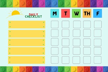 Daily/Weekly Checklist LEGO INSPIRED! GREAT FOR ADHD (5 task items)