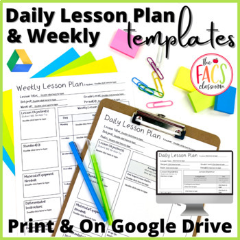 Preview of Lesson Plan Template Editable for Daily and Weekly Lessons
