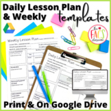 Lesson Plan Template Editable for Daily and Weekly Lessons