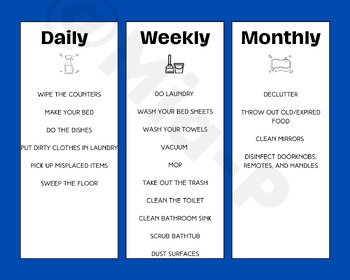 Preview of Daily, Weekly, & Monthly Cleaning Tasks