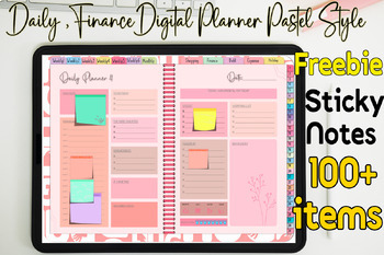 Preview of Daily , Weekly ,Monthly , Holiday , Finance ,Shopping Digital Planner Pastel Sty