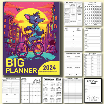 Preview of Daily Weekly & Monthly Planner 2024: From January to December - 12 Months Calend