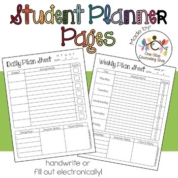 Preview of Daily, Weekly, & Monthly Student Planner Pages