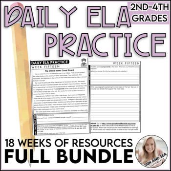 Preview of Daily & Weekly Reading Comprehension Passages BUNDLE | Grammar, Writing