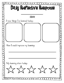 Daily & Weekly Reflective Response Sheets by Tara West | TpT