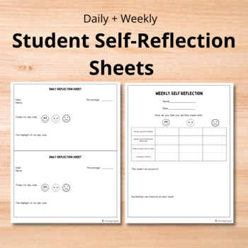 Preview of Daily + Weekly Student Self-Reflection Sheets