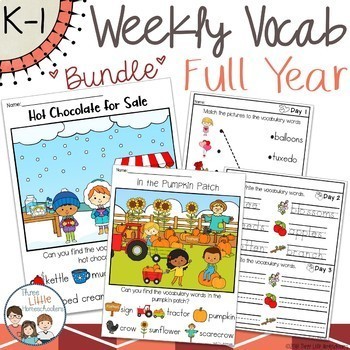 Preview of Daily Weekly Thematic Vocabulary Word Work  Full Year Bundle - Distance Learning