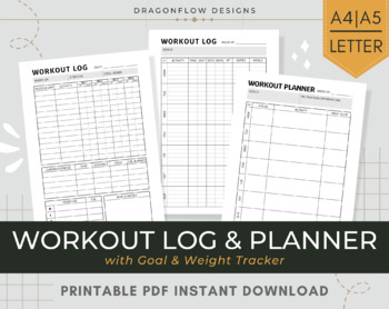 Preview of Daily / Weekly Workout Log Printable | Exercise Activity Sheet | Fitness Planner