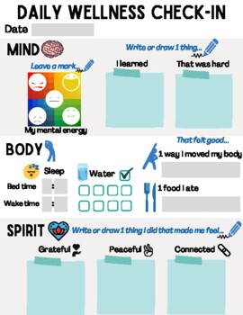 Preview of Daily Wellness Check-In (Mind, Body, Spirit)