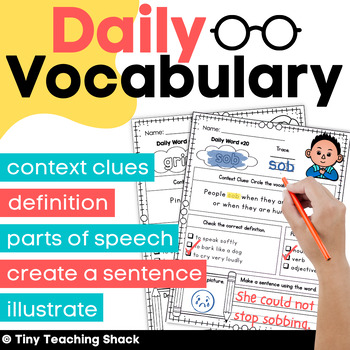 Preview of Daily Vocabulary Word w Context Clues for Grades 1 & 2 - Vocabulary Worksheets