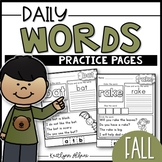 Daily Word Practice Pages - Fall