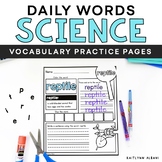 Daily Word Practice Pages - Science Edition