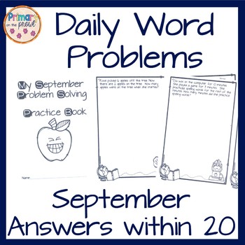 Preview of Daily Word Problems September, Back To School Themed