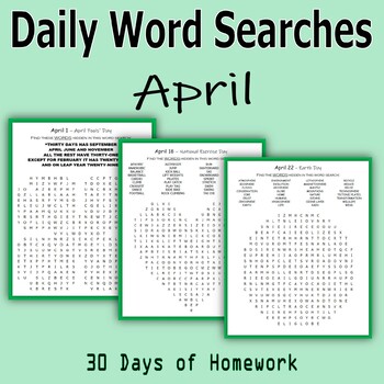 Preview of Daily Word Searches for April
