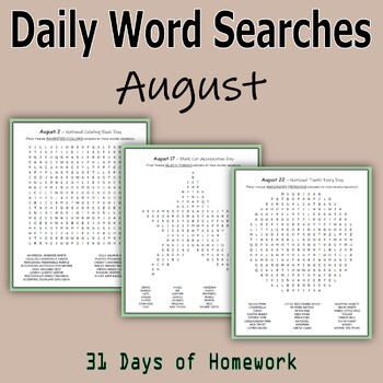 Preview of Daily Word Searches for August