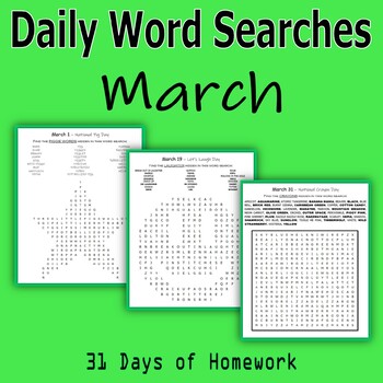 Preview of Daily Word Searches for March