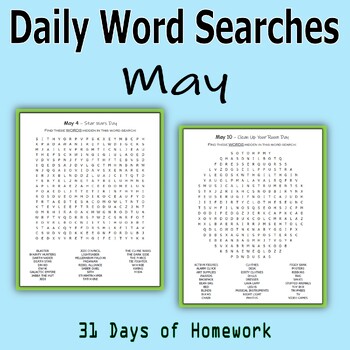 Preview of Daily Word Searches for May