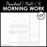 Customizable Morning Work Sheet • PreK/Kindergarten Printable