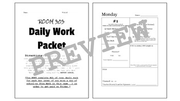 Preview of Daily Work Packet - EDITABLE
