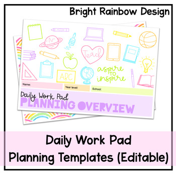 Preview of Daily Work Pad | Planning Templates | Rainbow | Editable