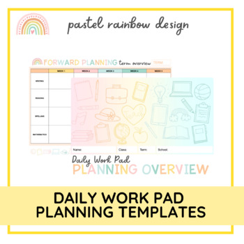 Preview of Daily Work Pad | Planning Templates | Pastel Rainbow Design