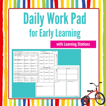 Preview of Daily Work Pad Template for Early Learning Planning Resource for Kinder or Prep