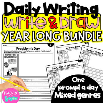 Preview of Daily Writes and Draw | Daily Writing Mats | Writing Journals | Year Long Bundle
