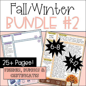 Preview of Daily Writing Fall/Winter Journal BUNDLE #2 | Digital or Printable | 6-12