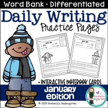 Preview of Daily Writing Journal Pages for Beginning Writers: January Edition. K or 1